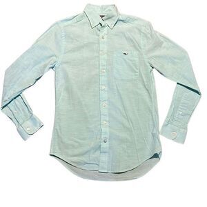 Vineyard Vines Men’s XS Mint Green Linen Slim Fit Tucker Long Sleeve Button Down
